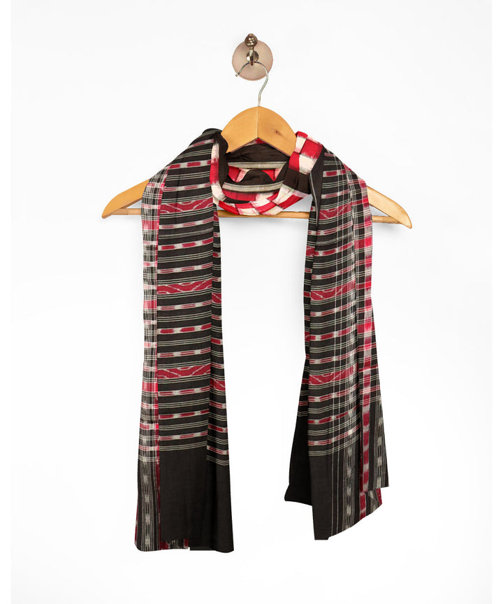 Red black cotton handloom double ikat sambalpuri dupatta