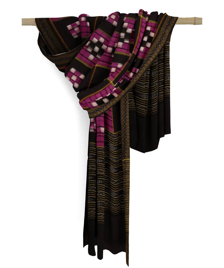 Purple black cotton handloom sambalpuri dupatta