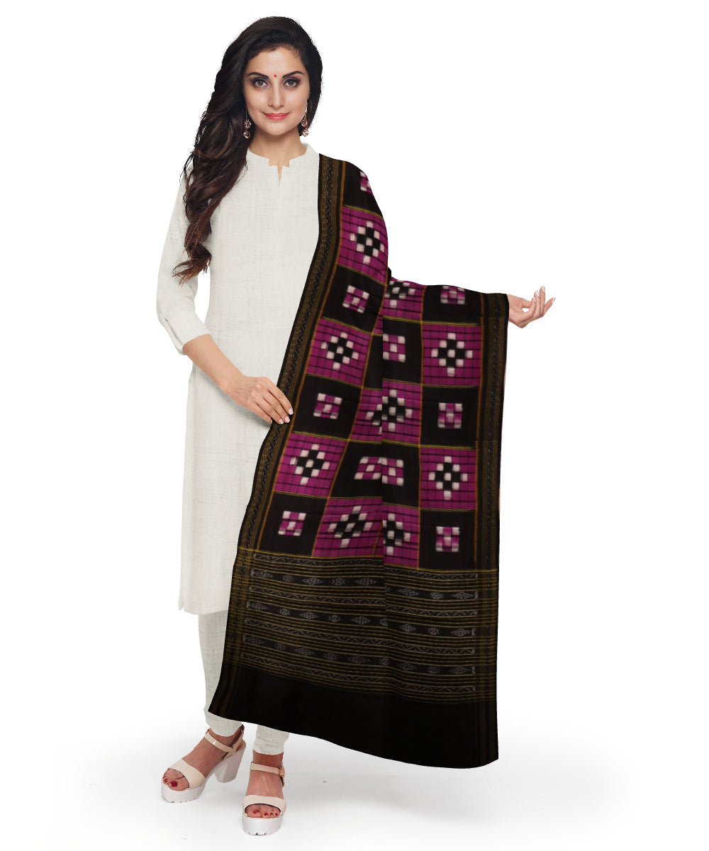 Purple black cotton handloom sambalpuri dupatta