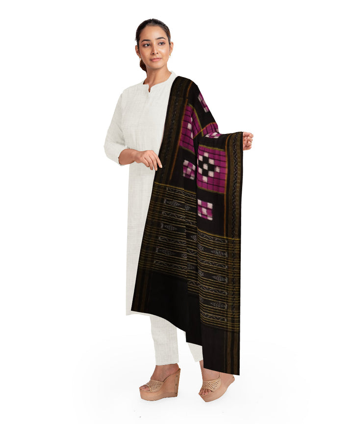 Purple black cotton handloom sambalpuri dupatta