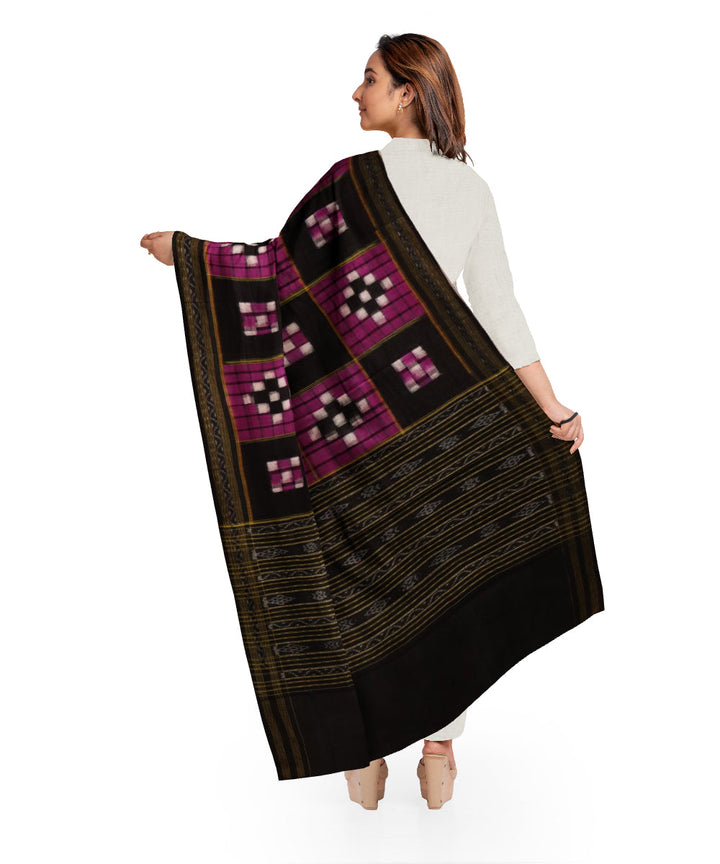 Purple black cotton handloom sambalpuri dupatta