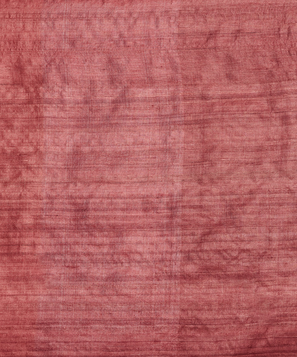 Coral zari tussar silk hand woven chhattisgarh kosa saree