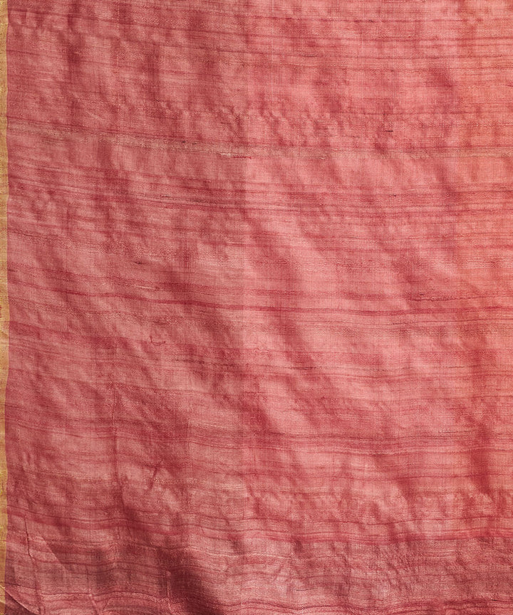 Maroon zari tussar silk hand woven chhattisgarh kosa saree
