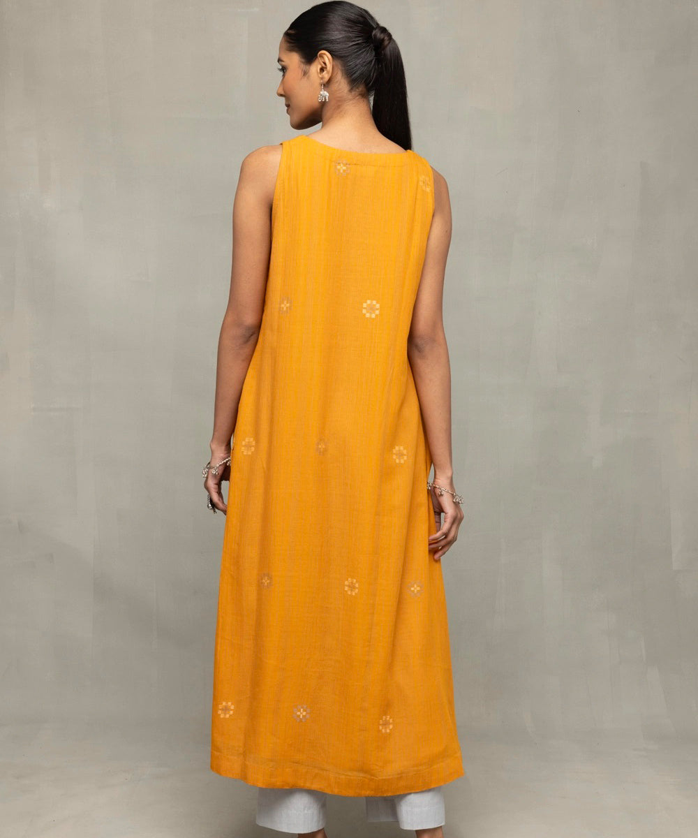 Mustard moonlight jamdani kurta set with dupatta