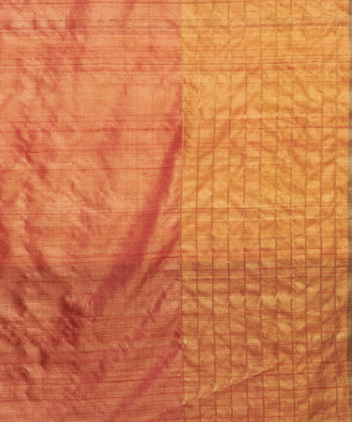 Bright red tussar silk hand woven chhattisgarh kosa saree