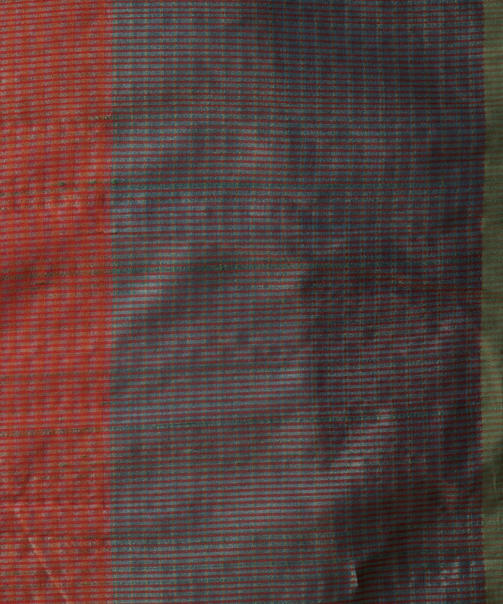 Sepia green tussar silk hand woven chhattisgarh kosa saree