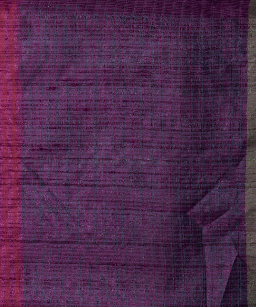 Sleepy lavender orange tussar silk hand woven chhattisgarh kosa saree
