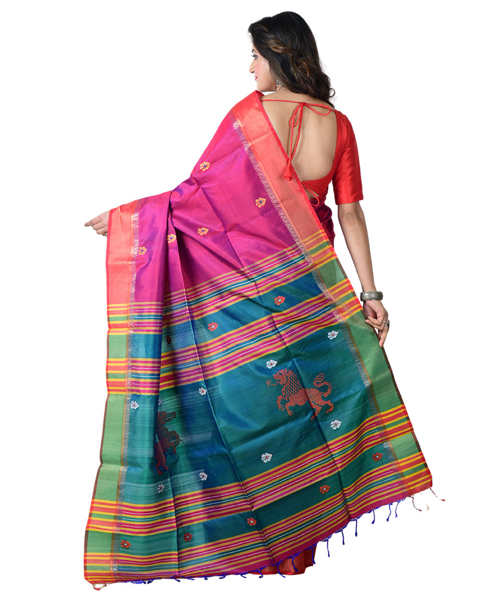 Purple multicolor  handwoven silk saree