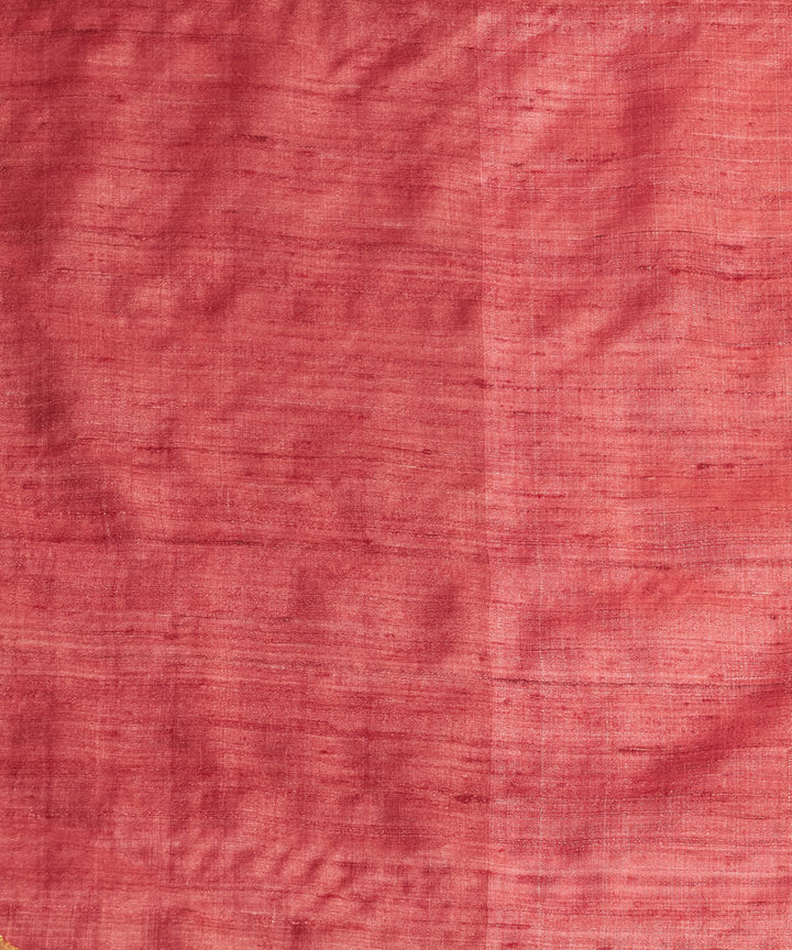 Red checkered tussar silk hand woven chhattisgarh kosa saree