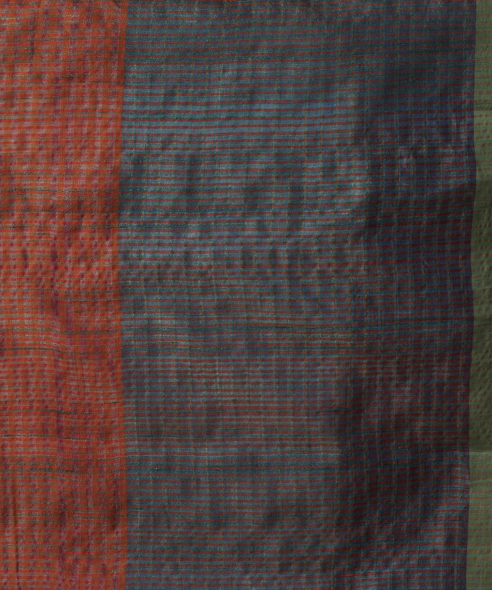 Magenta pumpkin orange tussar silk hand woven chhattisgarh kosa saree