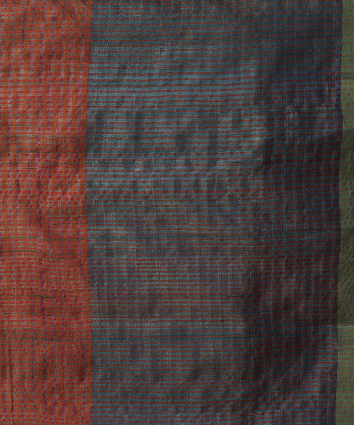 Magenta pumpkin orange tussar silk hand woven chhattisgarh kosa saree