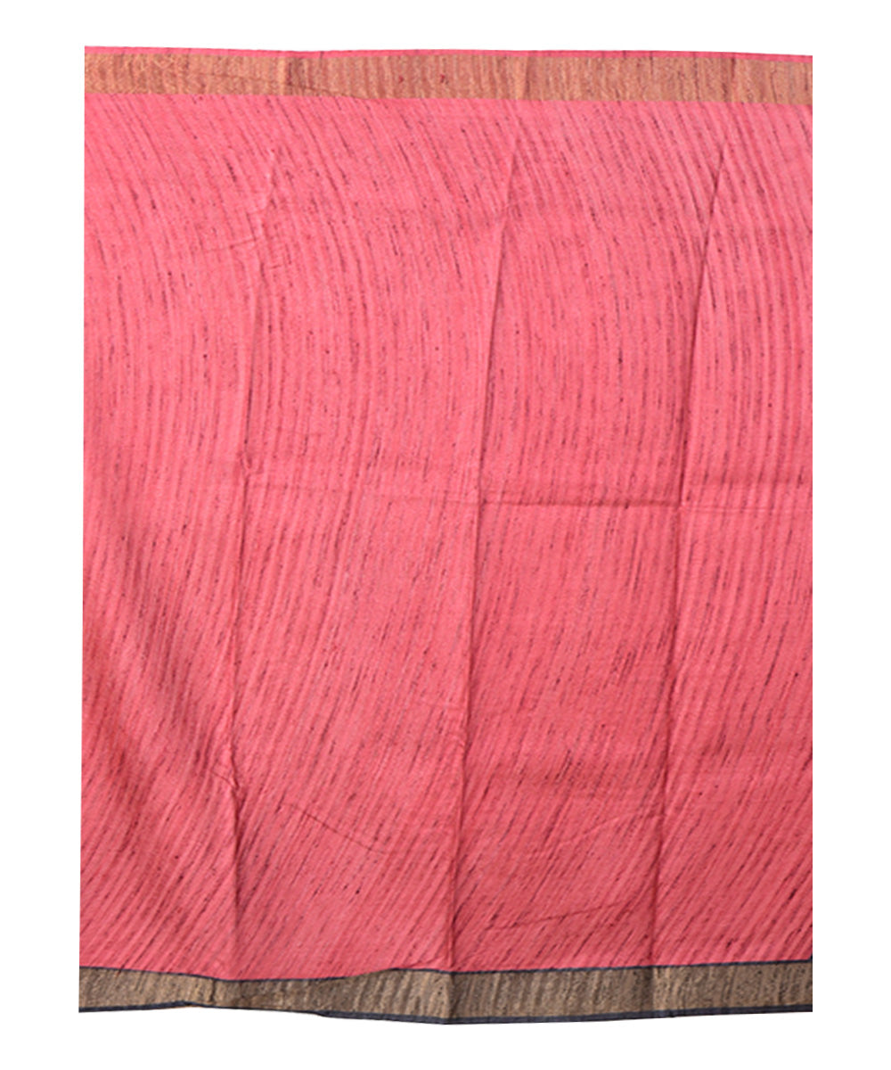 Beige multicolor block print handprinted tussar silk saree