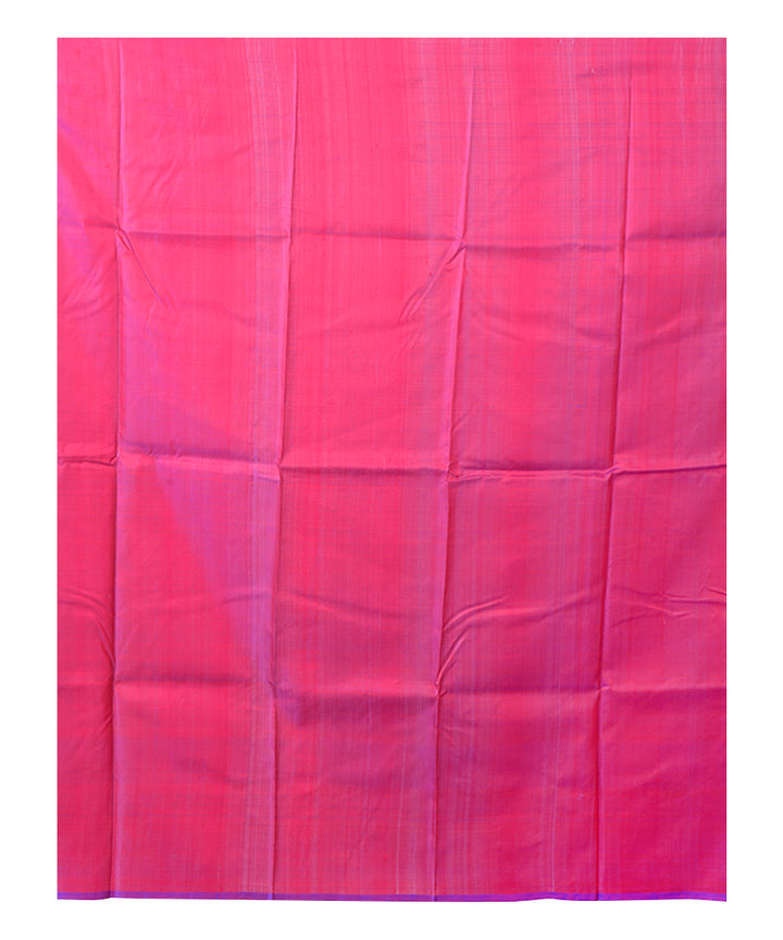 Pink multicolor block print handprinted silk saree