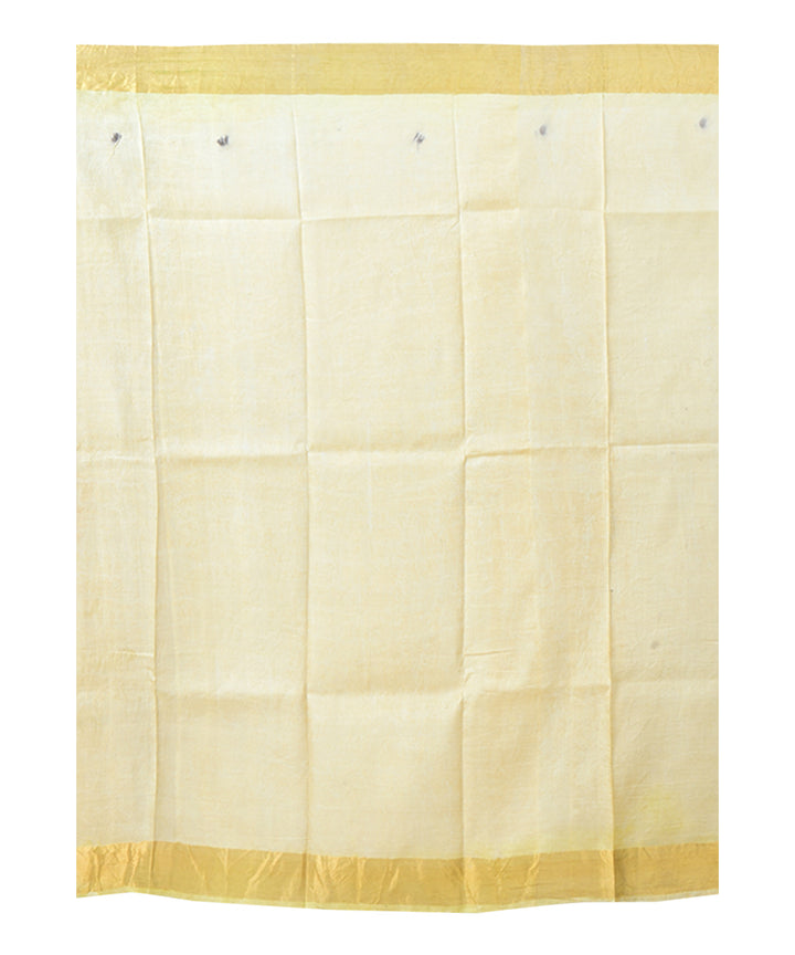 Beige green  handprinted silk saree