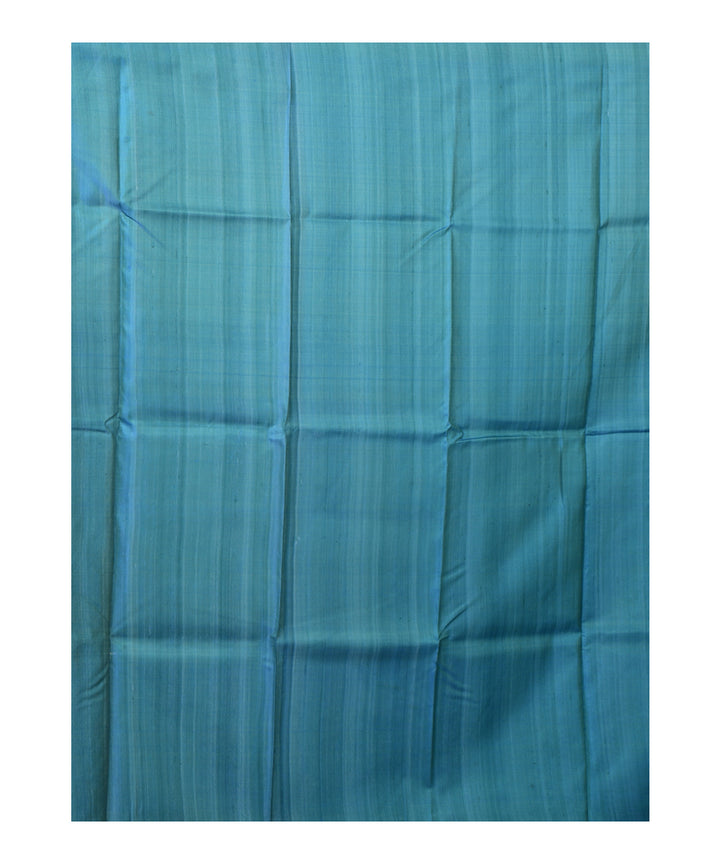 Turquoise multicolor block print handprinted silk saree