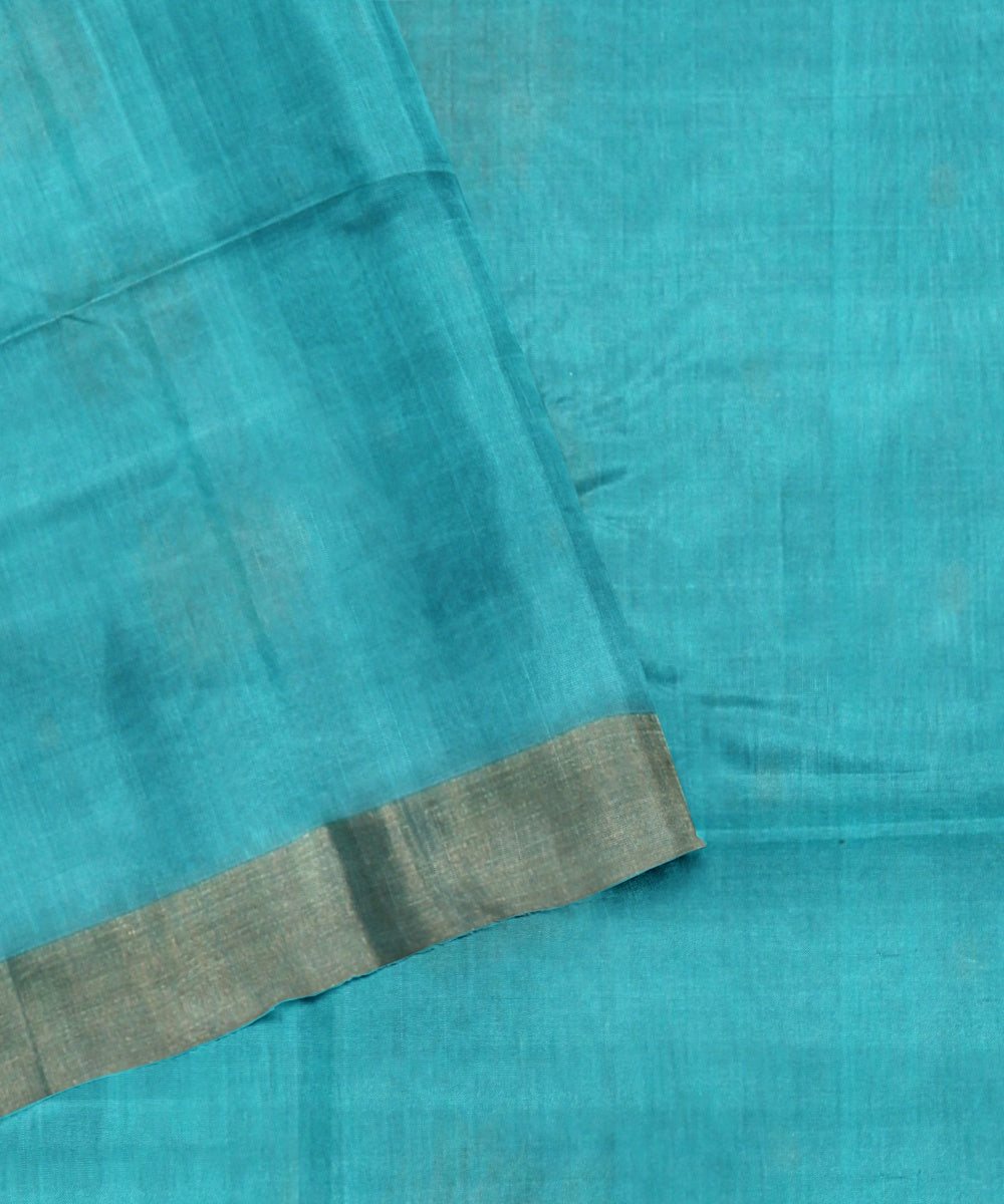 Sky blue handwoven chanderi cotton silk saree