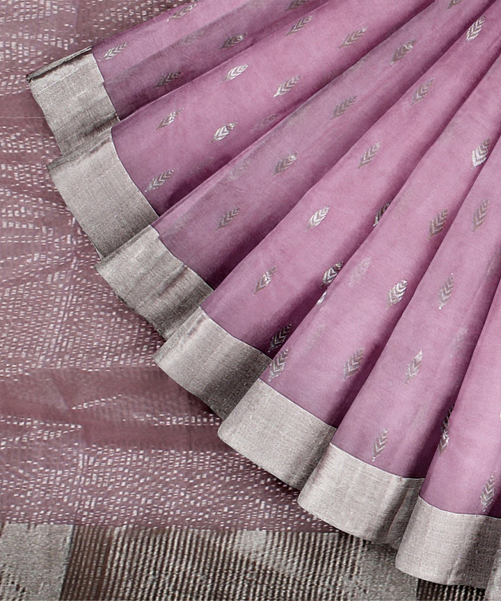 Pink handwoven chanderi silk saree