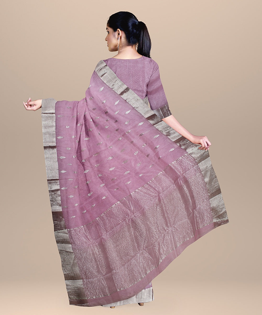 Pink handwoven chanderi silk saree