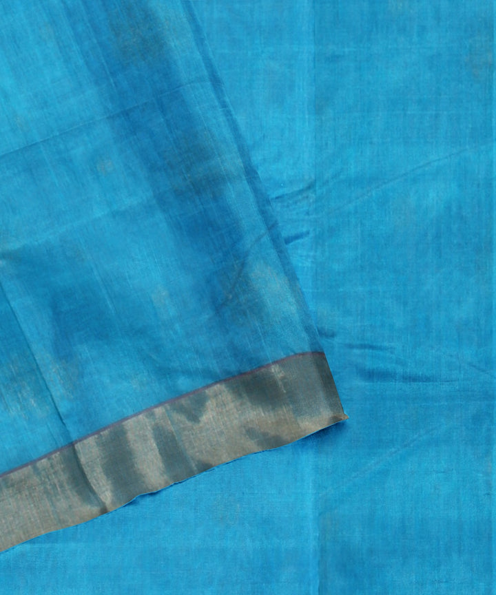 Sky blue handloom chanderi cotton silk saree