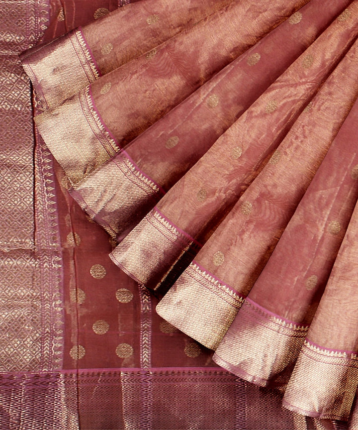 Peach handwoven chanderi silk saree