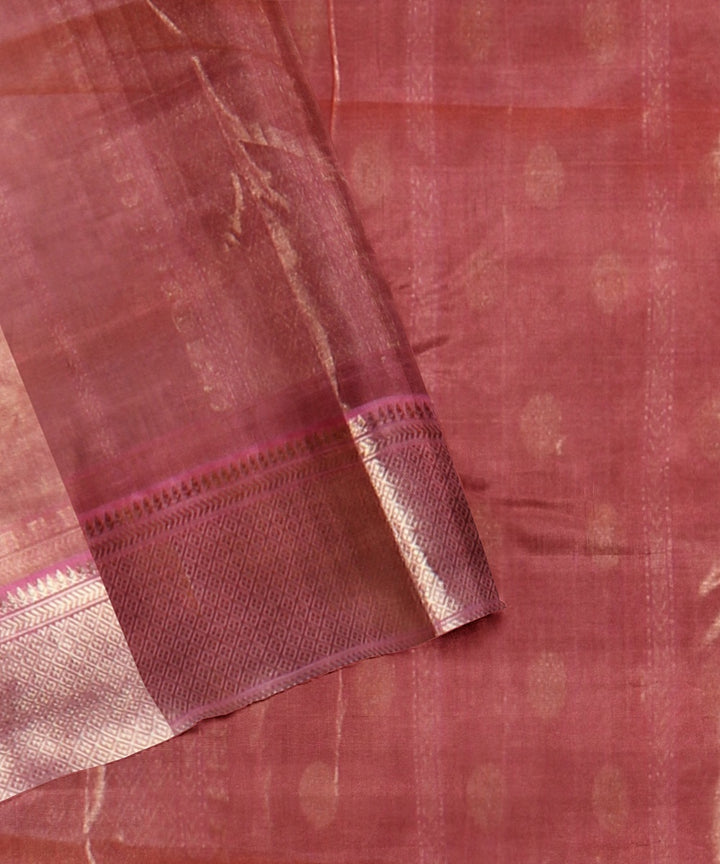 Peach handwoven chanderi silk saree