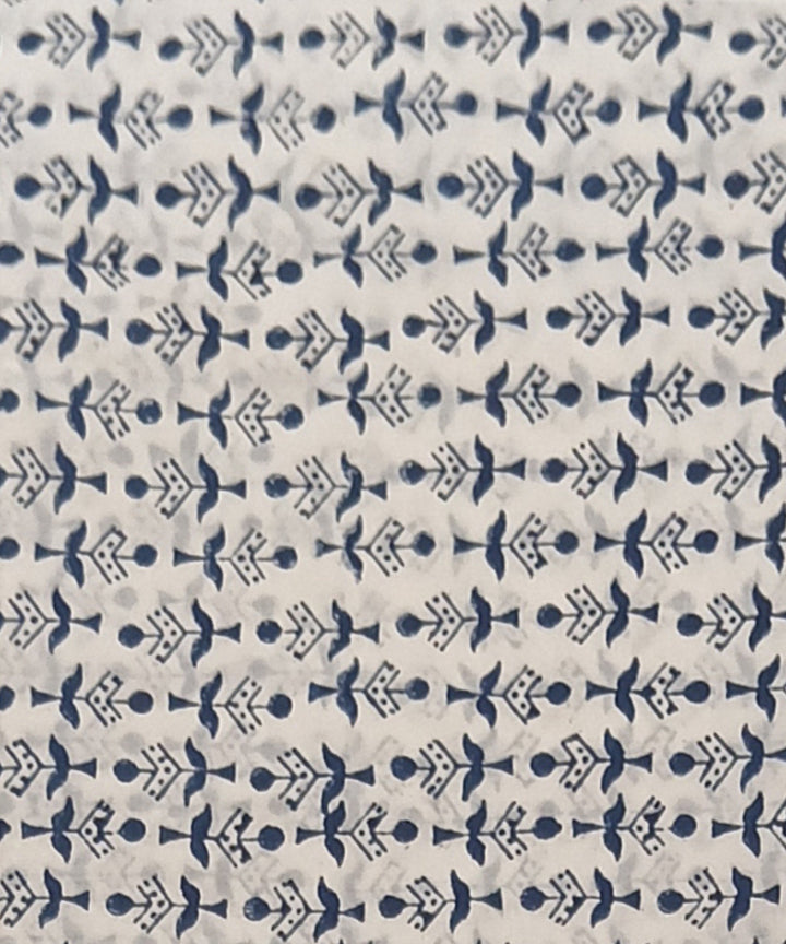 White black hand printed cotton block print dress material