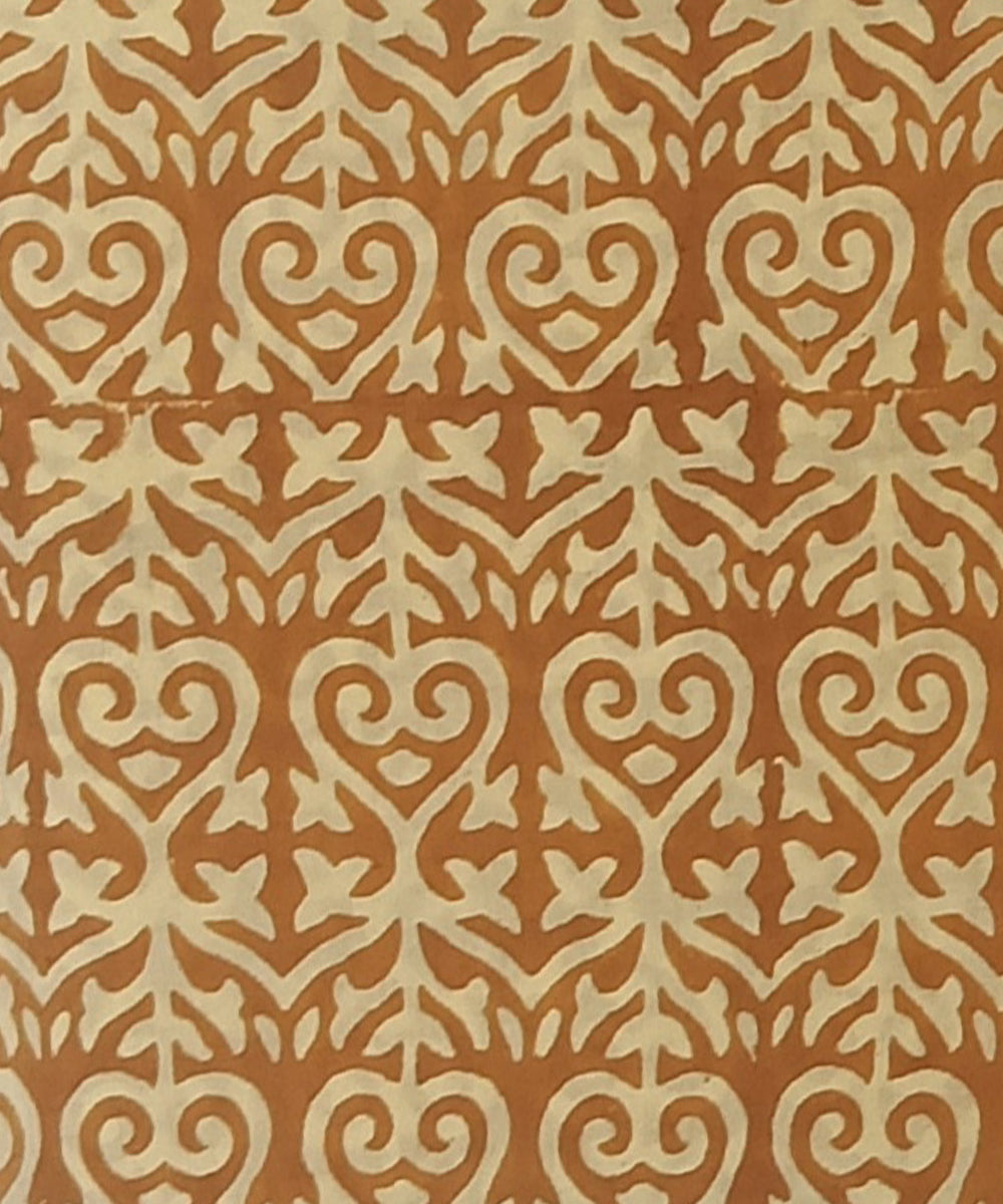 Beige maroon hand printed cotton block print dress material