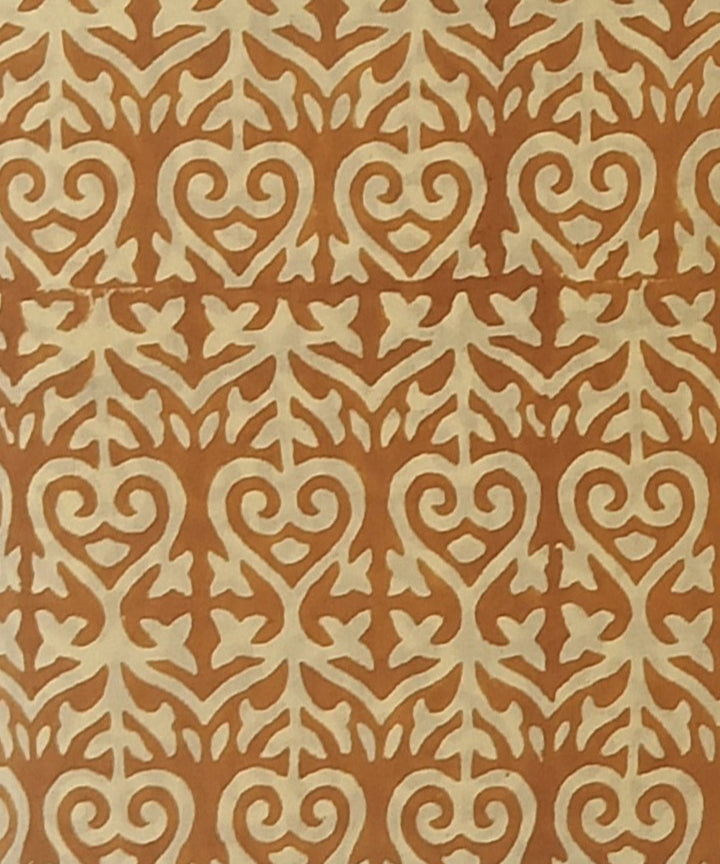 Beige maroon hand printed cotton block print dress material
