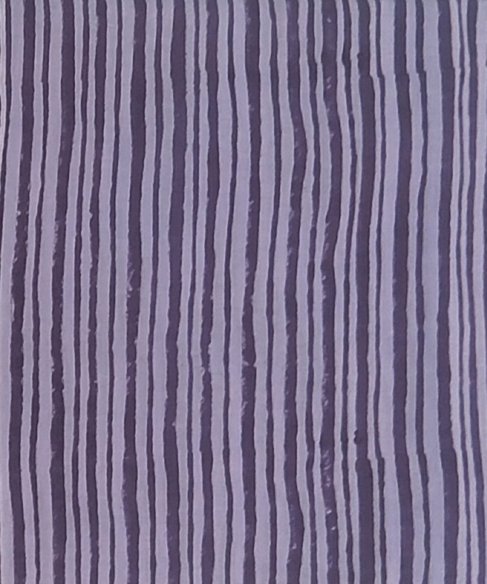 Lavender black hand printed cotton block print dress material
