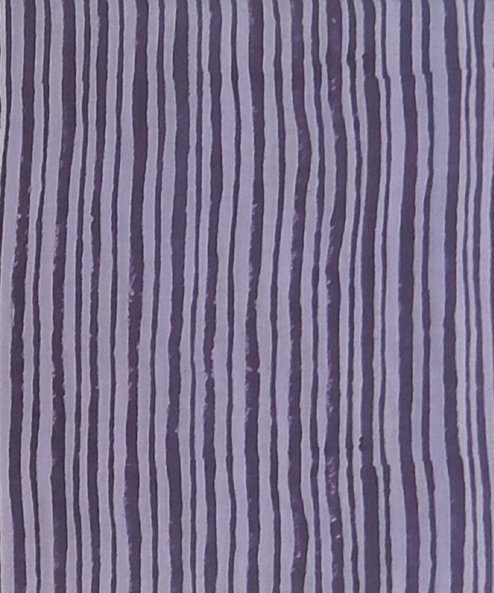 Lavender black hand printed cotton block print dress material