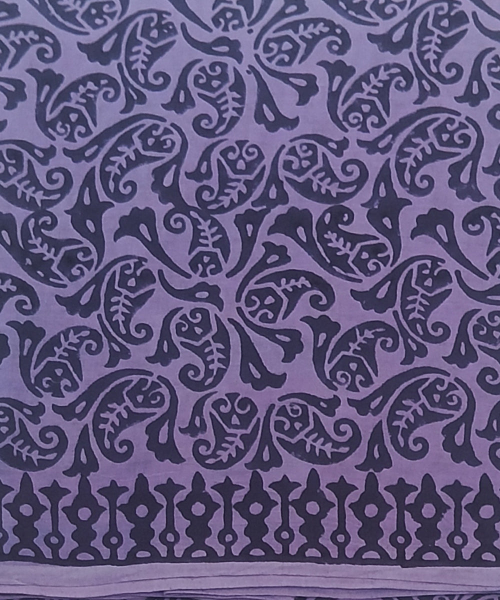Purple black hand block printed cotton dress material