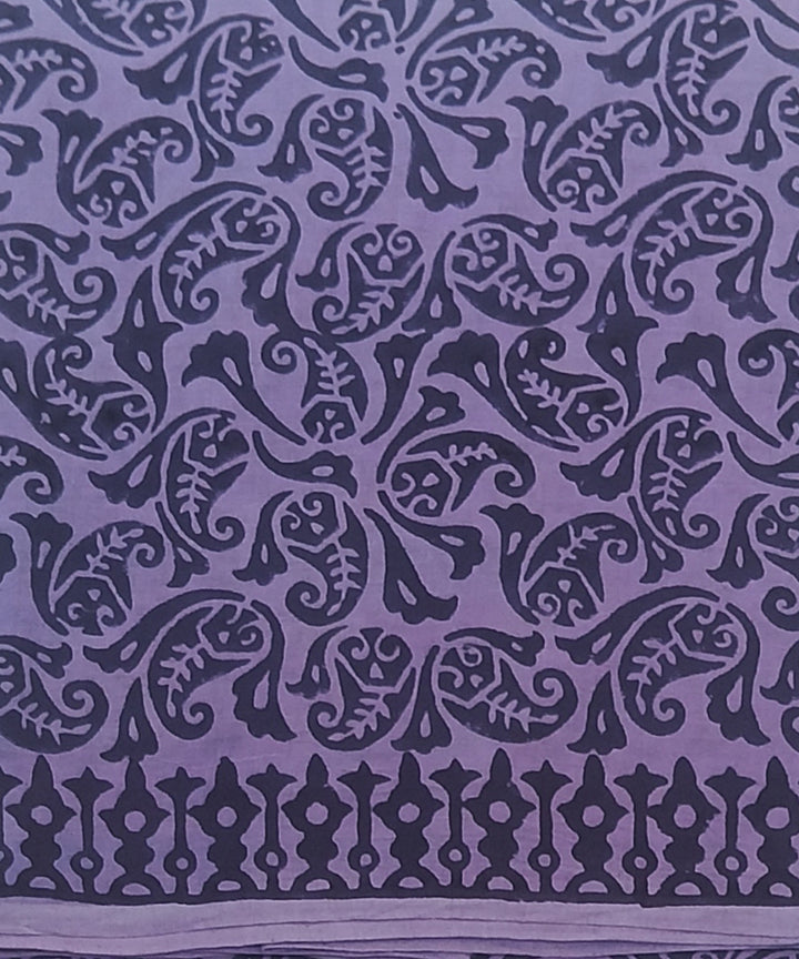 Purple black hand block printed cotton dress material