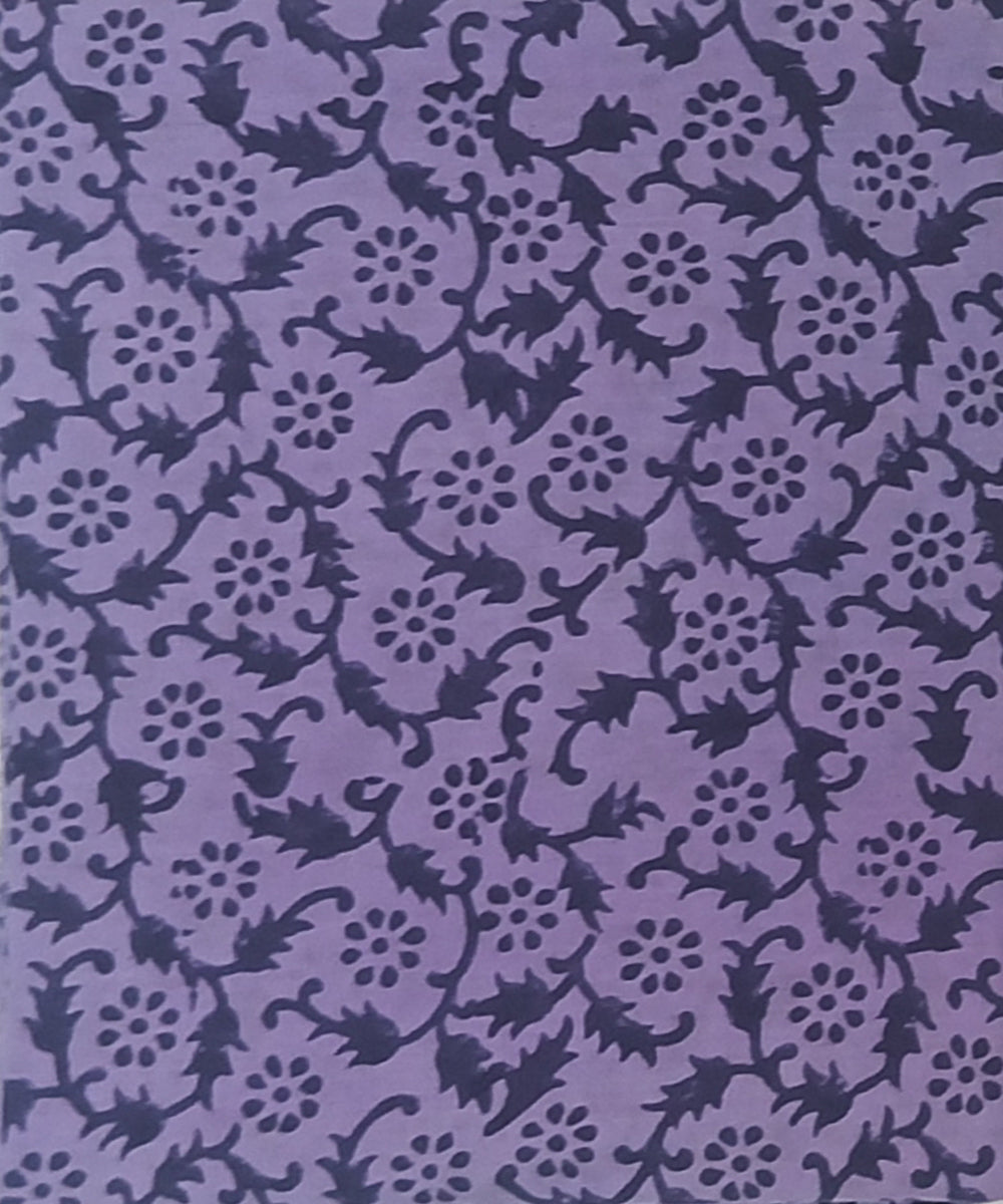 Purple black hand block printed cotton dress material