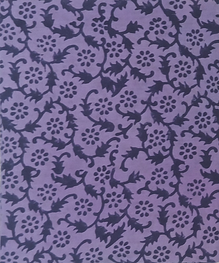 Purple black hand block printed cotton dress material