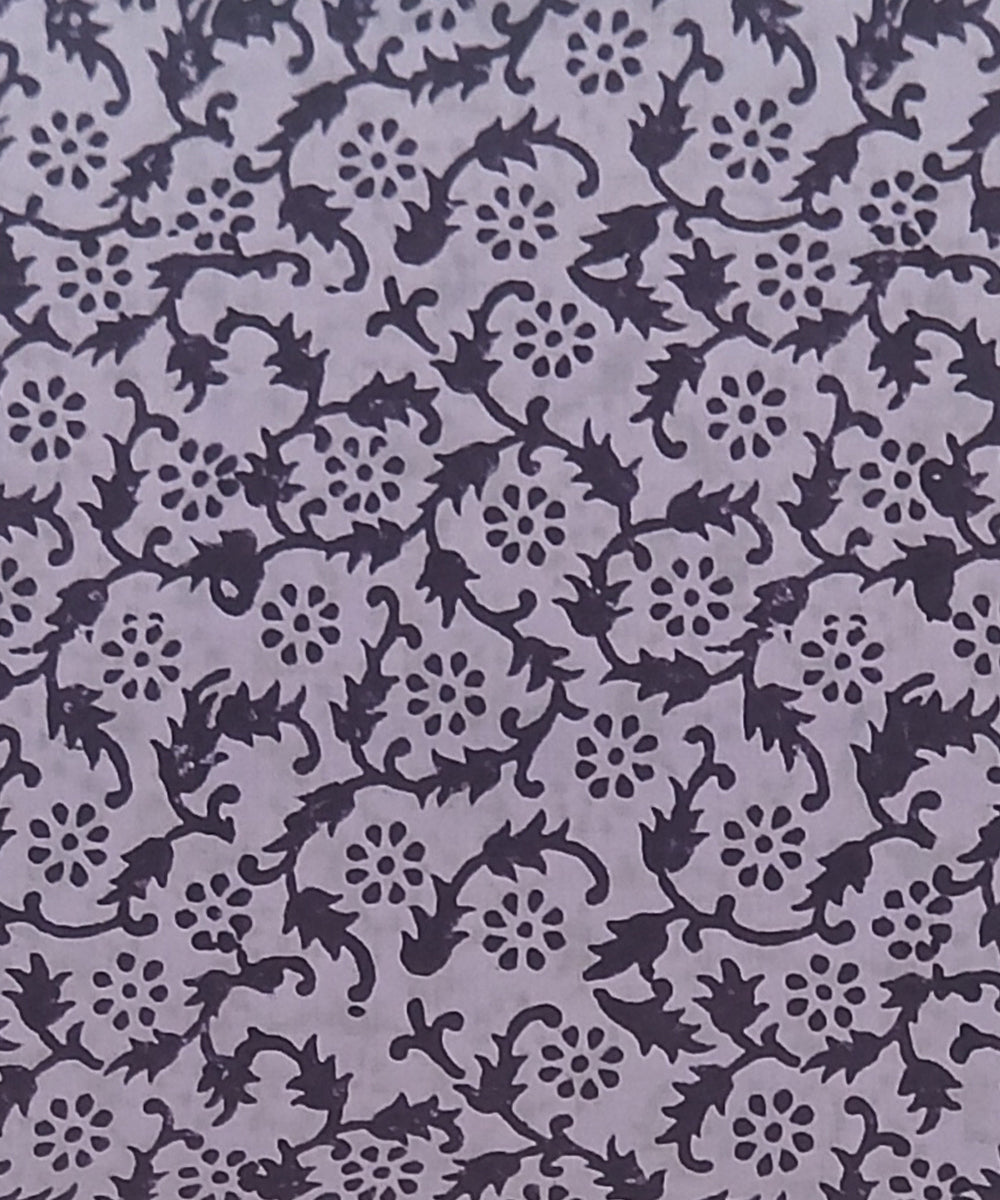 Purple black hand printed cotton block print dress material