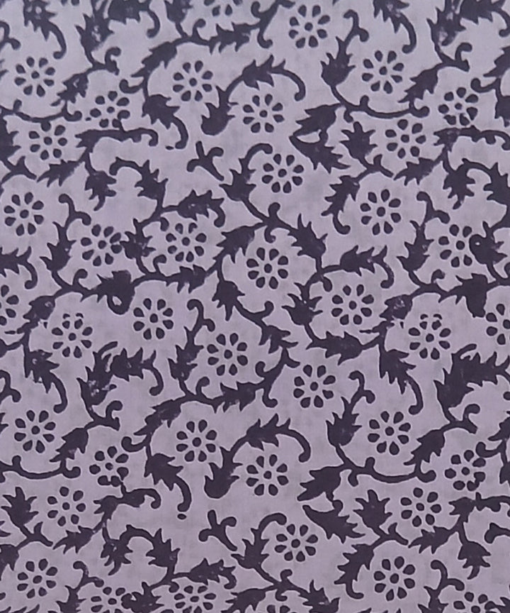 Purple black hand printed cotton block print dress material