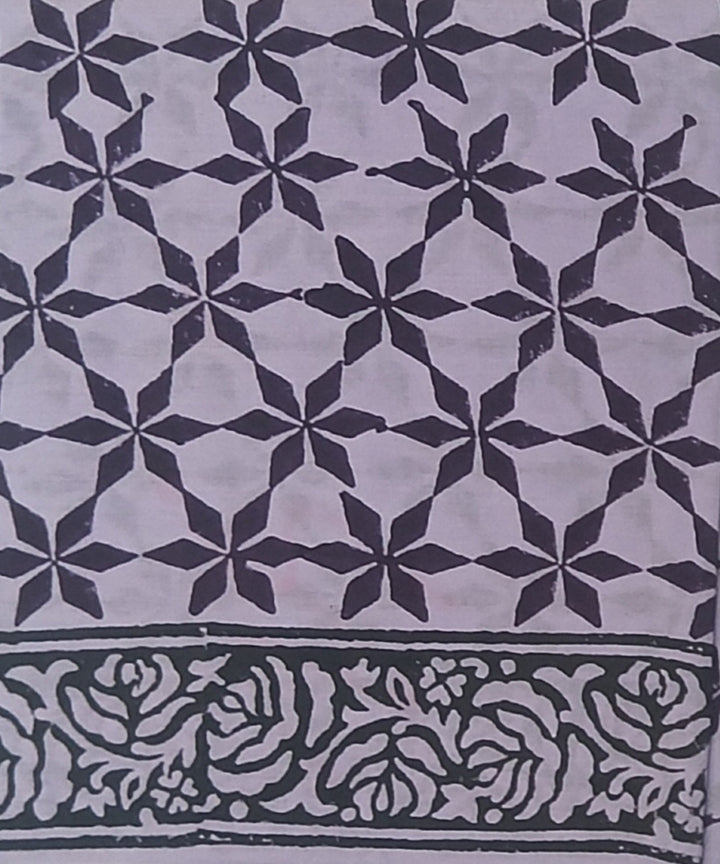 Purple black hand printed cotton block print dress material