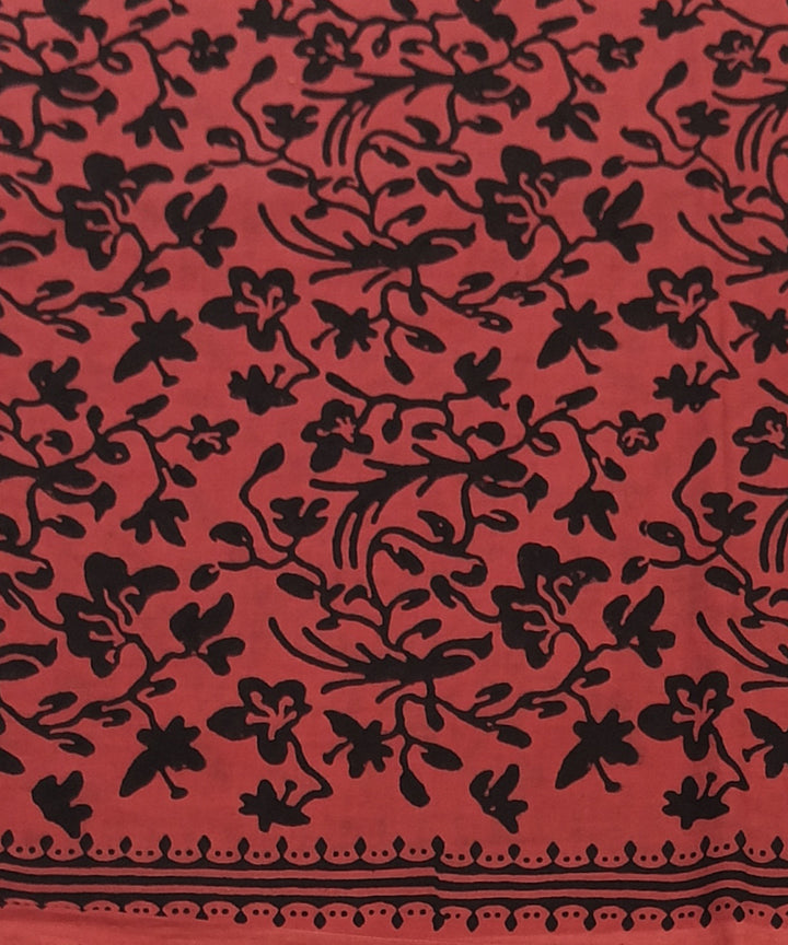 Red black hand printed cotton block print dress material