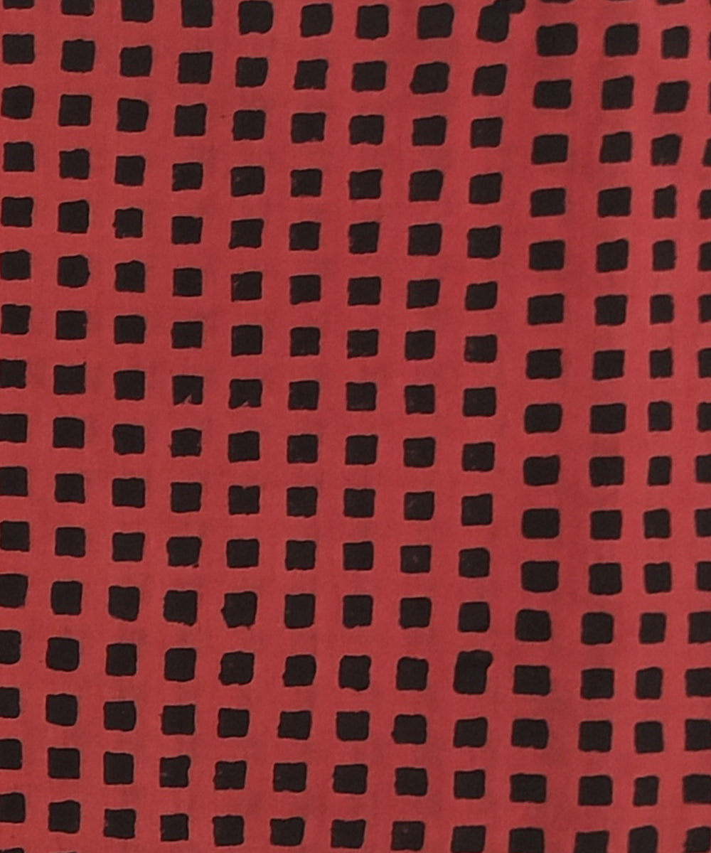 Red black hand printed cotton block print dress material