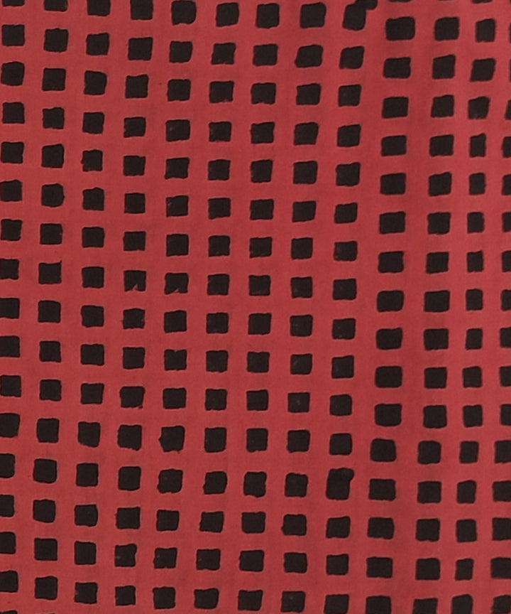 Red black hand printed cotton block print dress material