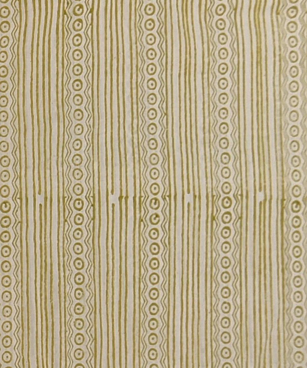 Cream grey hand printed cotton block print dress material