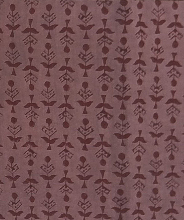 Brown maroon hand printed cotton block print dress material