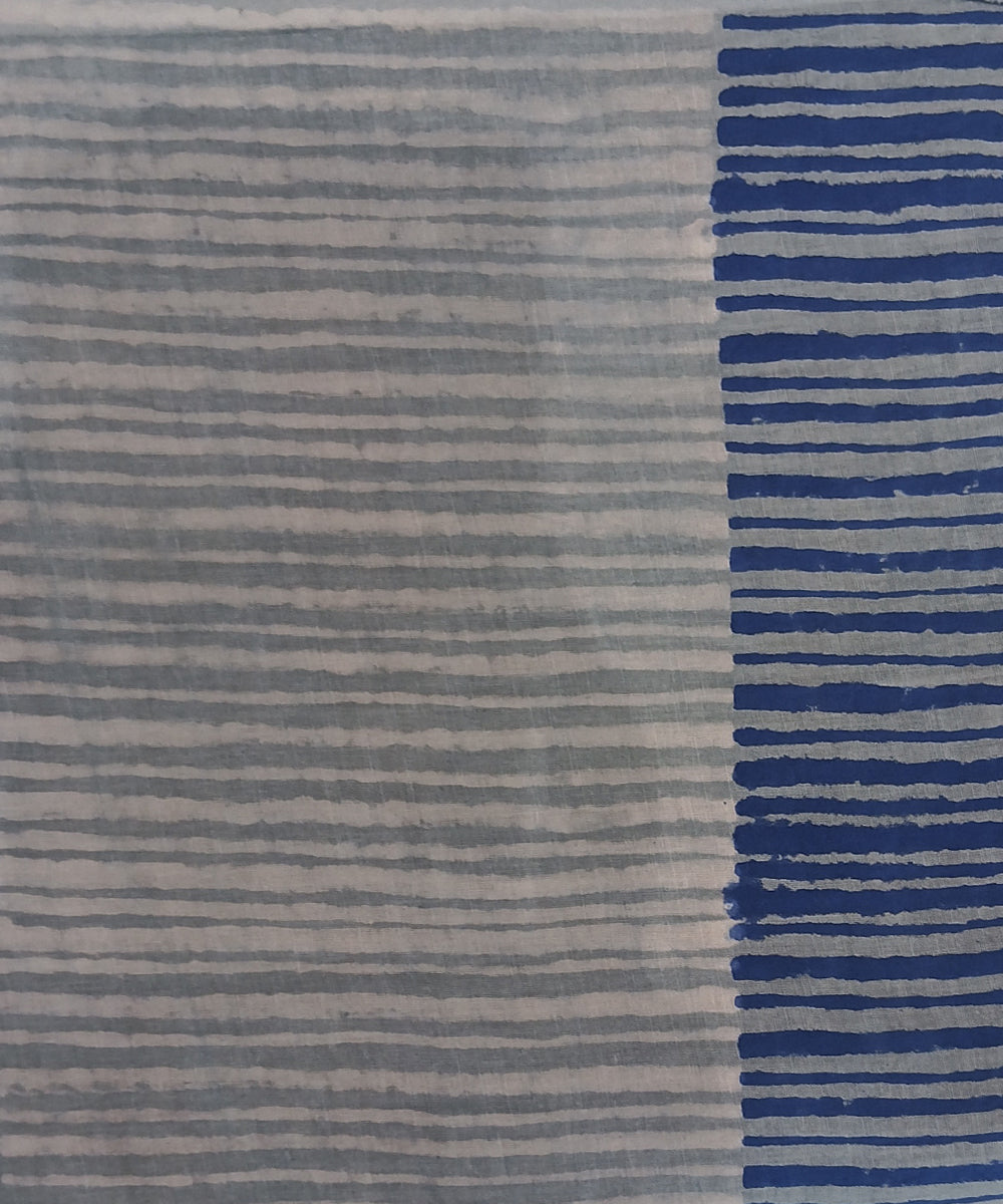 White sky blue hand block printed cotton print dress material