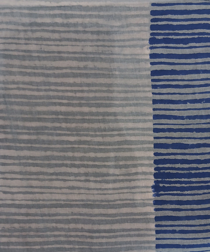 White sky blue hand block printed cotton print dress material