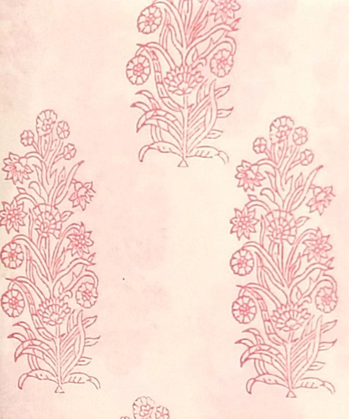 Red white hand block printed cotton dress material
