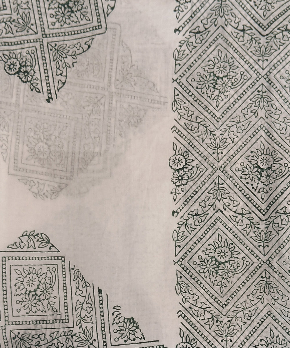 Sky blue white hand block printed cotton dress material