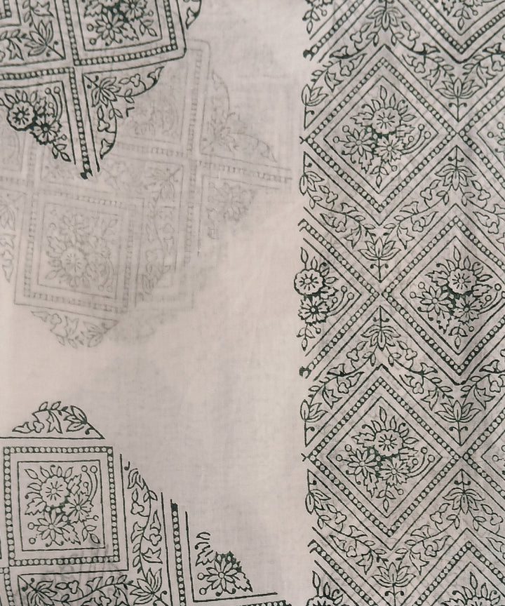 Sky blue white hand block printed cotton dress material