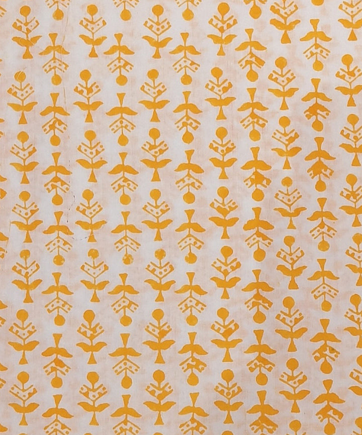 Yellow grey hand block printed cotton dress material