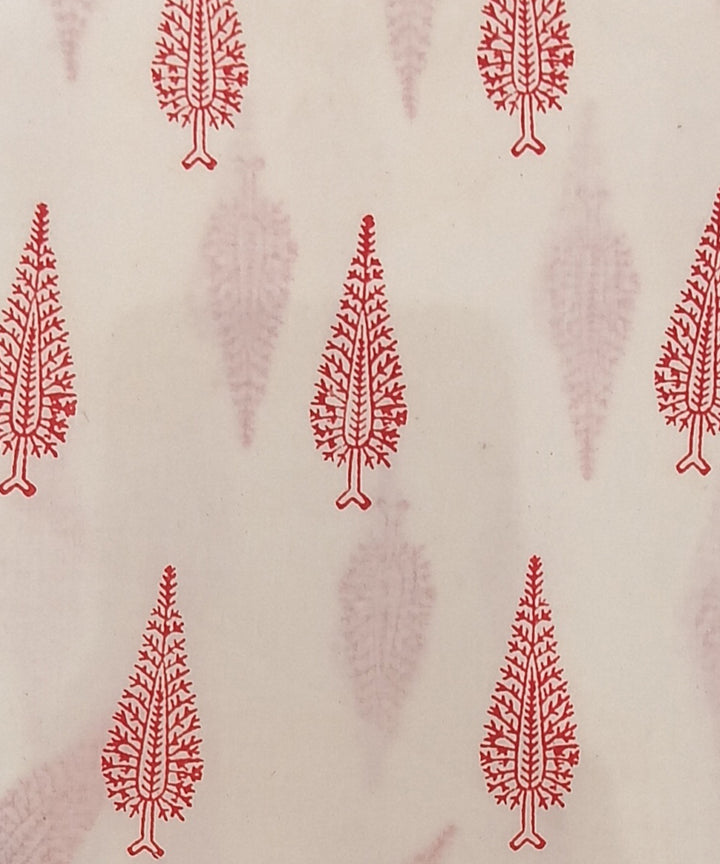 Pink white cotton hand block print dress material