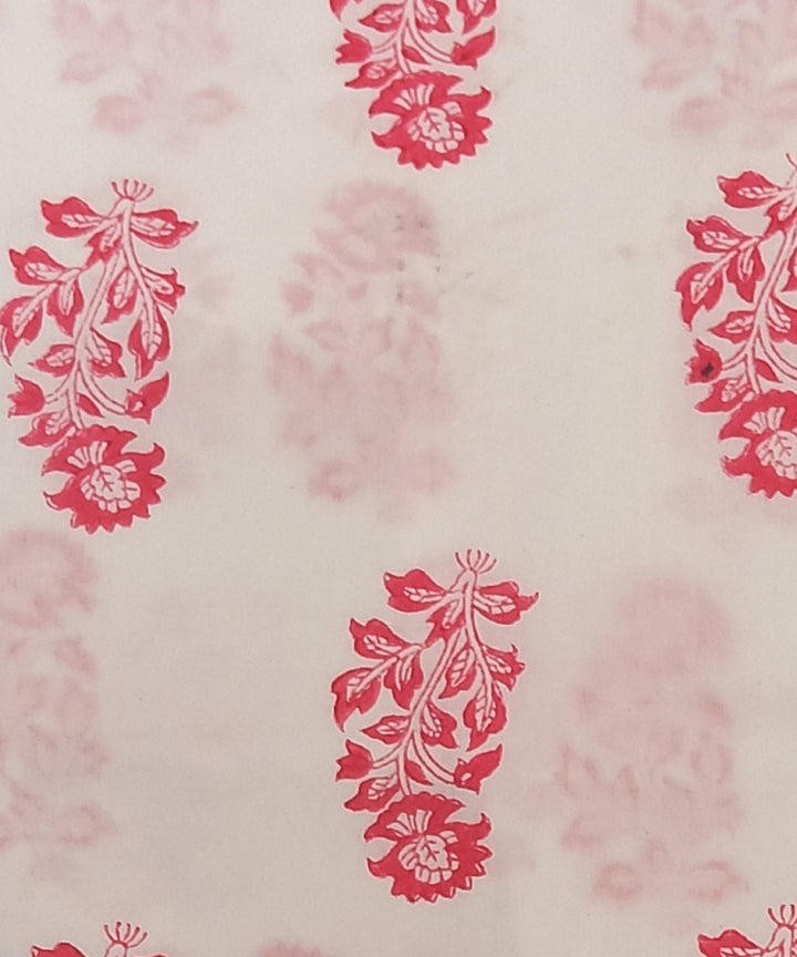 Pink offwhite hand block printed cotton dress material